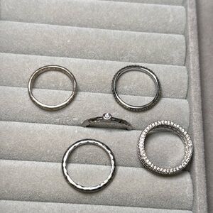 1 Pure Silver & 4 Stainless Steel Rings - 5 RING BUNDLE !!